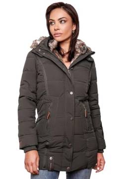 MARIKOO Damen Winter Jacke Mantel Parka warm gefütterte Winterjacke B817 [B817-Lieblings-Anthr.-Gr.L] von MARIKOO