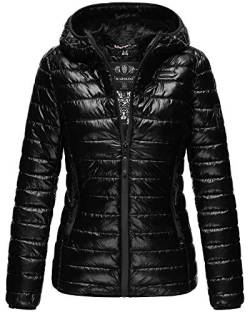 MARIKOO Damen Winter Jacke Outdoor Steppjacke Gefüttert Warm Kapuze 6 Farben XS - XXL JAYLAA (XL, Schwarz) von MARIKOO
