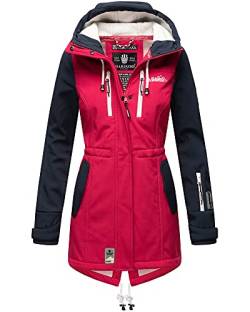 MARIKOO Damen Winter Jacke Winterjacke Mantel Outdoor wasserabweisend Softshell B614 [B614-Zimt-Fuchsia-Navy-Gr.XS] von MARIKOO