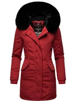 MARIKOO Damen Winter Kurzmantel Karmaa Blood Red with Black fur Gr. M von MARIKOO