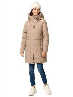 MARIKOO Damen Winterjacke Stepp Winter Jacke Übergang Steppjacke lang warm Kapuze B987 [B987-Karumik-Taupe-Grey-Gr.XL] von MARIKOO