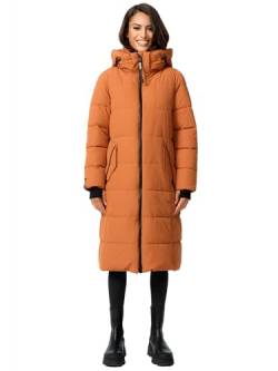 MARIKOO Damen Winterjacke Stepp Winter Jacke gesteppt lang warm Kapuze B989 [B989-Zurar-Cinnamon-Gr.S] von MARIKOO