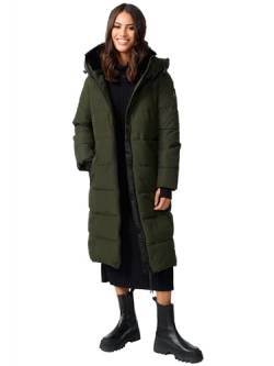 MARIKOO Damen Winterjacke Stepp Winter Jacke gesteppt lang warm Kapuze B989 [B989-Zurar-Dark-Olive-Gr.L] von MARIKOO