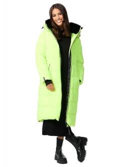 MARIKOO Damen Winterjacke Stepp Winter Jacke gesteppt lang warm Kapuze B989 [B989-Zurar-Neon-Green-Gr.M] von MARIKOO
