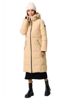 MARIKOO Damen Winterjacke Stepp Winter Jacke gesteppt lang warm Kapuze B989 [B989-Zurar-Sand-Gr.XL] von MARIKOO