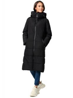 MARIKOO Damen Winterjacke Stepp Winter Jacke gesteppt lang warm Kapuze B989 [B989-Zurar-Schwarz-Gr.M] von MARIKOO