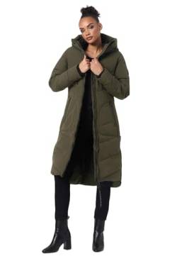 MARIKOO Damen Winterjacke Stepp Winter Jacke gesteppter Wintermantel warm lang Mantel [B949-Benik-Dark-Olive-Gr.L] von MARIKOO