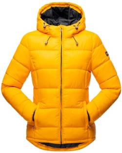 MARIKOO Damen Winterjacke Steppjacke gesteppte Jacke mit Kapuze Leandraa XS-XXL (DE/NL/SE/PL, Alphanumerisch, M, Regular, Regular, Gelb) von MARIKOO