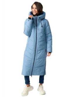 MARIKOO Damen Winterjacke Wintermantel Parka lange Winter Stepp Jacke B979 [B979-Nadar-Powder-Blue-Gr.L] von MARIKOO