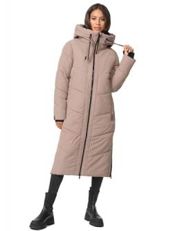 MARIKOO Damen Winterjacke Wintermantel Parka lange Winter Stepp Jacke B979 [B979-Nadar-Taupe-Grey-Gr.L] von MARIKOO