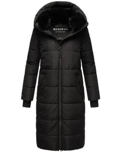 MARIKOO Damen Wintermantel Warmer Steppmantel lang wasserdicht mit abnehmbarem Kunstfellkragen Zuraraa XVI Black Gr. XL von MARIKOO