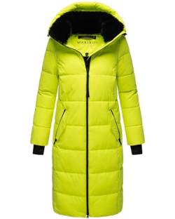 MARIKOO Damen Wintermantel Warmer Steppmantel lang wasserdicht mit abnehmbarem Kunstfellkragen Zuraraa XVI Neon Green Gr. S von MARIKOO