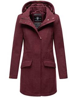 MARIKOO Damen Wintermantel mit Kapuze Trenchcoat Winterjacke B888 [B888-Bordeaux-Gr.S] von MARIKOO