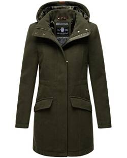 MARIKOO Damen Wintermantel mit Kapuze Trenchcoat Winterjacke B888 [B888-Forest-Gr.XS] von MARIKOO