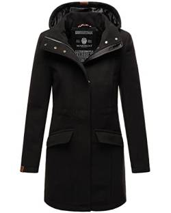 MARIKOO Damen Wintermantel mit Kapuze Trenchcoat Winterjacke B888 [B888-Schwarz-Gr.XS] von MARIKOO