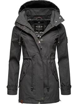 MARIKOO Damen leichte Übergangsjacke Baumwoll-Parka mit Kapuze Nyokoo Anthracite w.P. Gr. M von MARIKOO