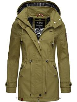 MARIKOO Damen leichte Übergangsjacke Baumwoll-Parka mit Kapuze Nyokoo Green Gr. S von MARIKOO