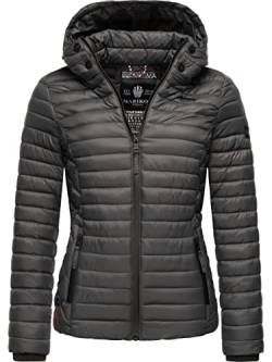 MARIKOO Damen leichte Übergangsjacke Steppjacke mit Kapuze Samtpfote Anthracite Gr. S von MARIKOO