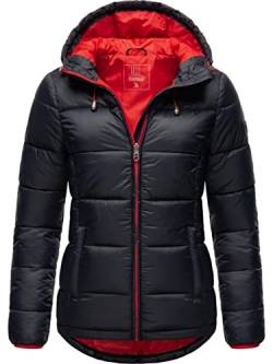 MARIKOO Damen leichte Winterjacke Steppjacke mit Kapuze Leandraa Navy Gr. 36 von MARIKOO