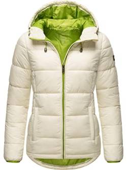 MARIKOO Damen leichte Winterjacke Steppjacke mit Kapuze Leandraa Off White Gr. 38 von MARIKOO