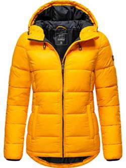 MARIKOO Damen leichte Winterjacke Steppjacke mit Kapuze Leandraa Yellow Gr. 38 von MARIKOO