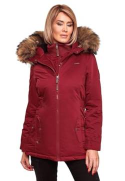 MARIKOO Designer Damen Winter Jacke Parka Mantel Teddyfell warm gefüttert B825 [B825-Sanak-Blood-Red-Gr.L] von MARIKOO