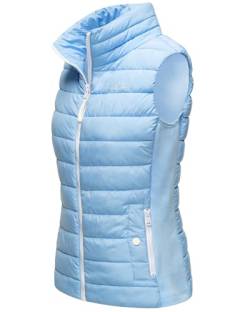 MARIKOO leicht gefütterte Damen Steppweste Übergangsjacke mit elastischen Rippbündchen an der Seite und hohem Kragen Reimii Baby Blue Gr. S von MARIKOO