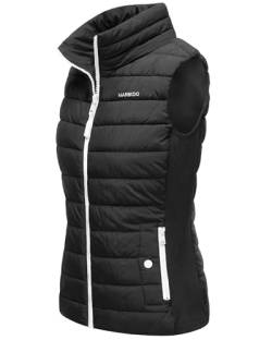 MARIKOO leicht gefütterte Damen Steppweste Übergangsjacke mit elastischen Rippbündchen an der Seite und hohem Kragen Reimii Black Gr. M von MARIKOO