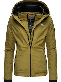 MARIKOO leicht gefütterte Damen Übergangsjacke kurz Outdoor-Jacke mit kuscheligem Fleece-Innenfutter und großer Kapuze Erdbeere Moss Green Gr. S von MARIKOO