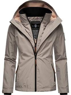 MARIKOO leicht gefütterte Damen Übergangsjacke kurz Outdoor-Jacke mit kuscheligem Fleece-Innenfutter und großer Kapuze Erdbeere Zinc Grey Gr. XS von MARIKOO