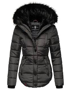 MARIKOO warme Damen Winter Jacke Winterjacke Steppjacke gefüttert Kunstfell B618 [B618-Lotus-Anthrazit-Gr.S] von MARIKOO