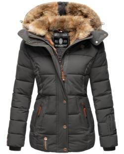 MARIKOO warme Damen Winter Jacke Winterjacke Steppjacke gefüttert Kunstfell B658 [B658-Nek-Anthrazit-Gr.M] von MARIKOO