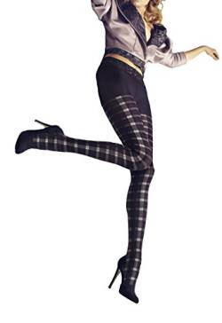 MARILYN Edel Strumpfhose kariert, verleiht klassische Eleganz mit einem raffiniert extravagantem Touch, 60 Denier, Größe 36/38 (S/M), Farbe Braun (brown, beige & grey) von MARILYN