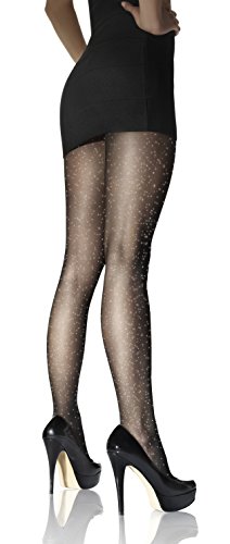 MARILYN Strumpfhose mit Glitzereffekt, 20 Denier, Größe 36/38 (S/M), Farbe Schwarz (nero-gold) von MARILYN