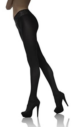 MARILYN blickdichte Hüftstrumpfhose mit 8 cm Spitze als 1er Pack, 50 Denier, Größe 42 (XL), Farbe Schwarz (black) von MARILYN