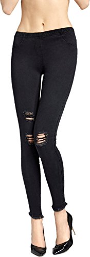 MARILYN blickdichte Leggings im Destroy Look Länge Long, Größe 36 (S), Farbe Schwarz (Black) von MARILYN