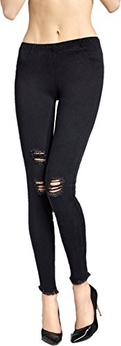 MARILYN blickdichte Leggings im Destroy Look Länge Long, Größe 42/44 (L/XL), Farbe Schwarz (Black) von MARILYN