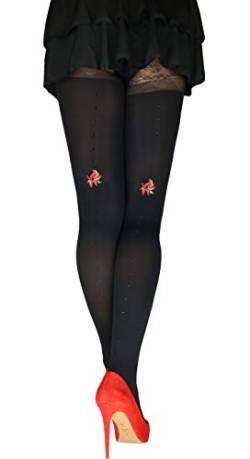 MARILYN blickdichte Naht-Strumpfhose mit 7 cm Spitze, 60 Denier, Größe 36/38 (S/M), Farbe Schwarz (black) von MARILYN