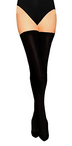 MARILYN blickdichte atemberaubende, dezent klassische halterlose Strümpfe, 40 Denier, Größe 36/40 (one size), Farbe Schwarz (black) von MARILYN