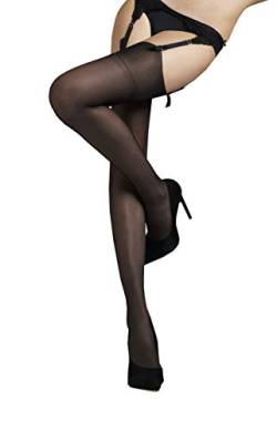 MARILYN erotische Straps-Strümpfe ohne Strapsgürtel, 4er Pack, 15 Denier, Größe 36/38 (S/M), Farbe je 2x schwarz, visone von MARILYN
