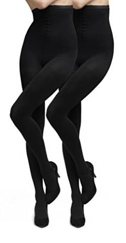 MARILYN figurformende, blickdichte Strumpfhose 2er Pack, 100 Denier, Größe 40 (L), Farbe 2x schwarz von MARILYN