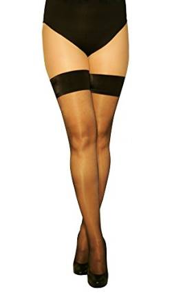 MARILYN transparente halterlose Strümpfe im 1er Pack, 10 Denier, Größe 42 (XL), Farbe Schwarz (black) von MARILYN