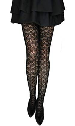 MARILYN warme halbtransparente Jacquard Strumpfhose, 120 Denier, Größe 36/38 (S/M), Farbe Schwarz (nero) von MARILYN