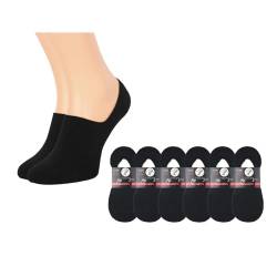 Marilyn Herren Sneaker Socken aus Baumwolle mit rutschfestem Silikon Bequeme Füßlinge in Scharz; 6 Paare; Größe 42-45 von MARILYN