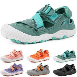 MARITONY Sandalen Jungen Mädchen Barfußschuhe Kinder Sommer Barfussschuhe Rutschfest Aquaschuhe Sport Klettverschluss Sandalette, Grün 31EU von MARITONY