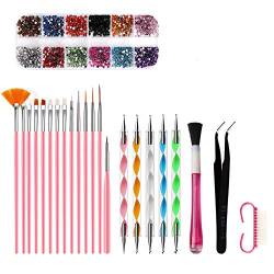 MARKELL 23 Teiliges Set Acryl Nagel Kunst Pinsel Set UV Gel Nagel Lack Malpinsel Punktierstift Kit ManiküRe BüRsten Werkzeug Reinigen von MARKELL