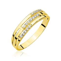 MARKO Damen Ehering aus Gold mit 0,15Ct und Diamanten, 14 Karat Gold (585) | Goldring mit Box | Goldring für Frauen (Gelbgold, 52 (16.5)) von MARKO