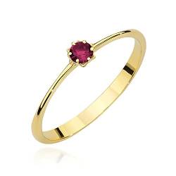 MARKO Damen Gold Verlobungsring mit Rubin 0.15Ct in Blumenform Fassung, 14 Karat Gold (585) | Goldring inklusive Box | Goldring für Frau (Rubin, 57 (18.2)) von MARKO