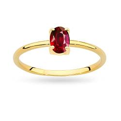 MARKO Damen Gold Verlobungsring mit Rubin 0.60Ct | 14 Karat Gold (585) | Goldring mit Box | Goldring für Frauen (Rubin, 52 (16.5)) von MARKO