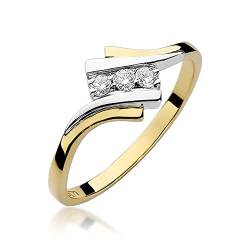 MARKO Damen Goldring mit 0,09 Karat Diamanten - Gold-Diamant-Verlobungsring - 14 Karat Gold (585) - Goldring für Frauen (Gelbgold, 60 (19.2)) von MARKO